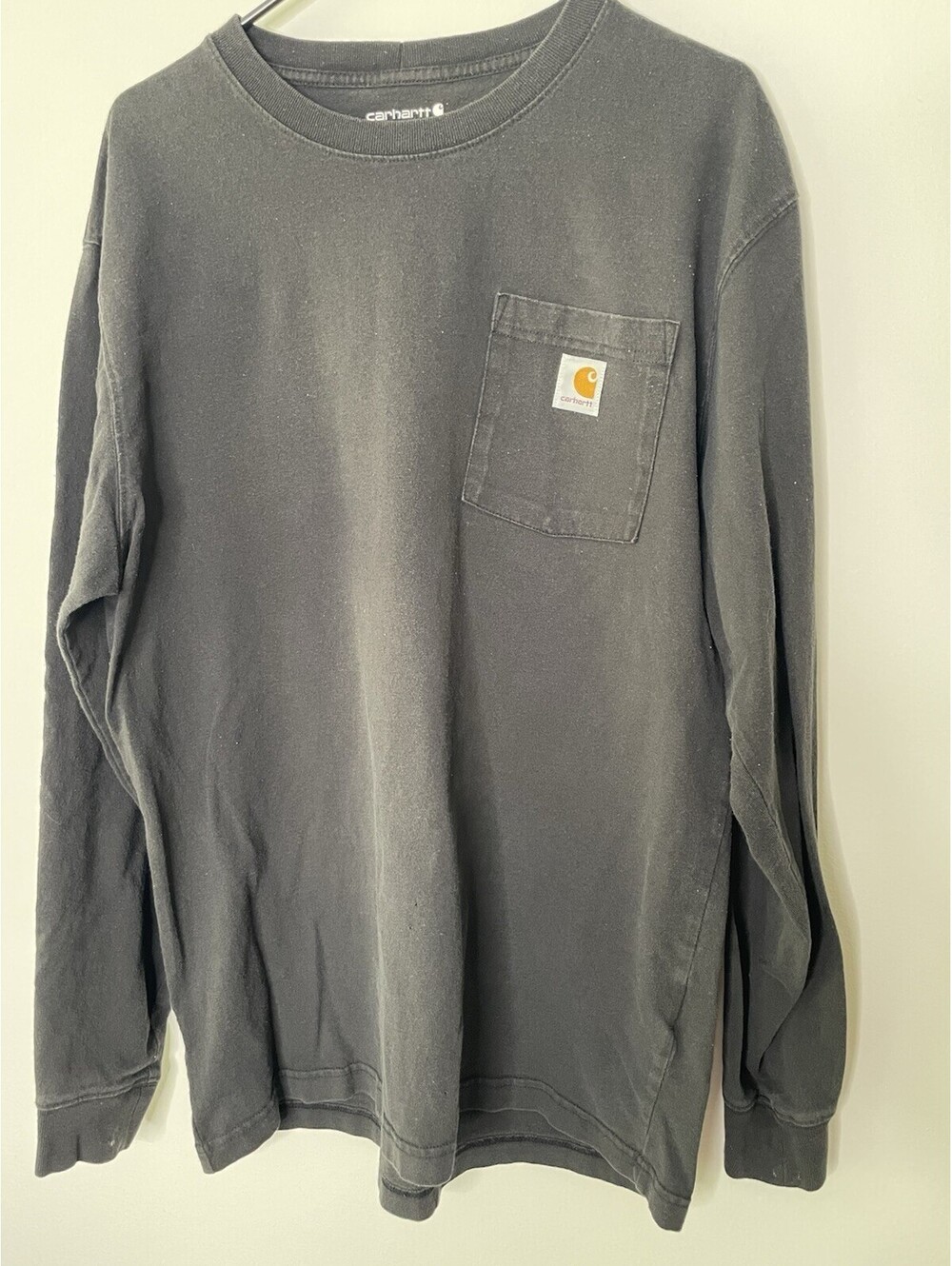 Carhartt Black Long Sleeve Crew Neck Pocket Logo Knit T-Shirt Men’s Size M